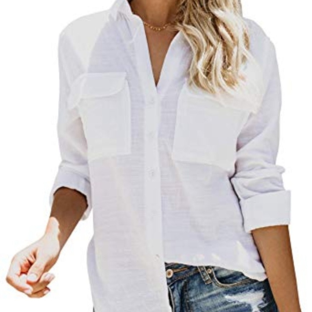 Jcrew Linen Boyfriend Button Up Shirt - GUC size 6